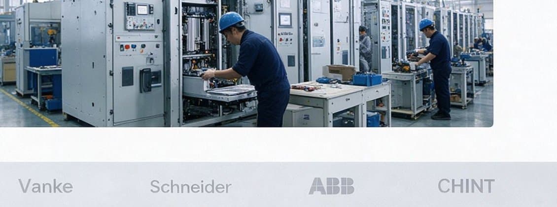 Technicians assembling switchgear